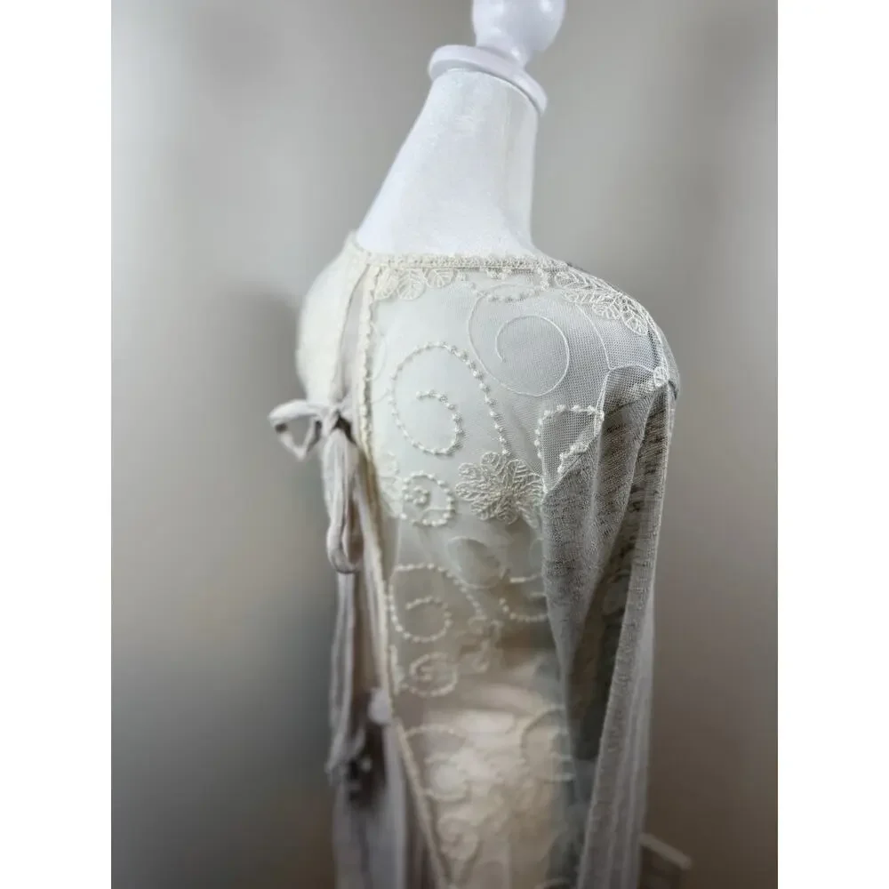 A’reve Mixed Media Long Line Cardigan Size Large Boho Lagenlook Cottagecore